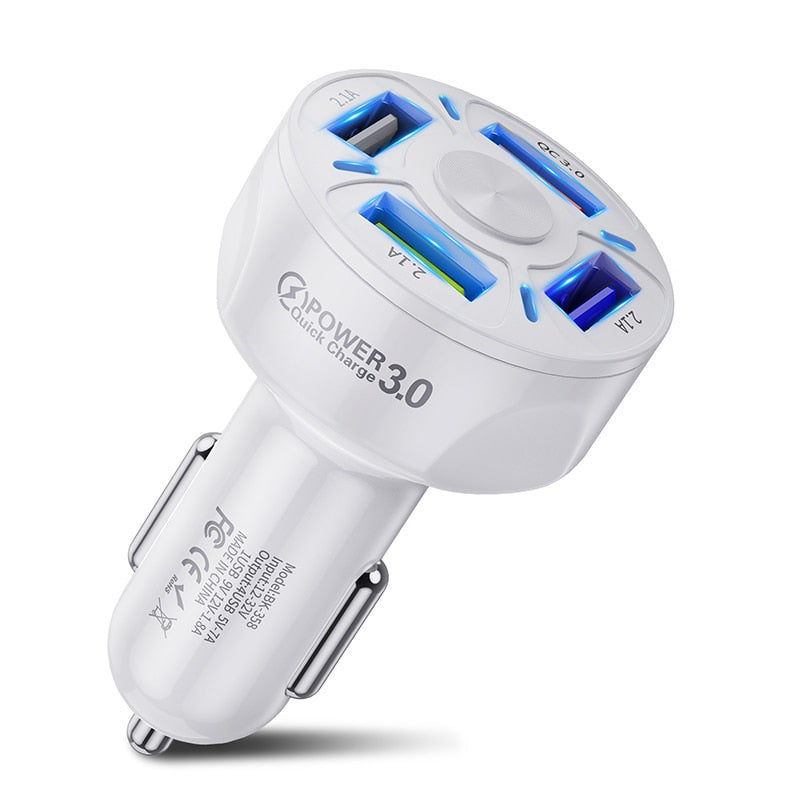 Electronics 4 Ports USB Car Charge 48W Quick 7A Mini Fast Charging For iPhone 11 Xiaomi Huawei Mobile Phone Charger Adapter in Car