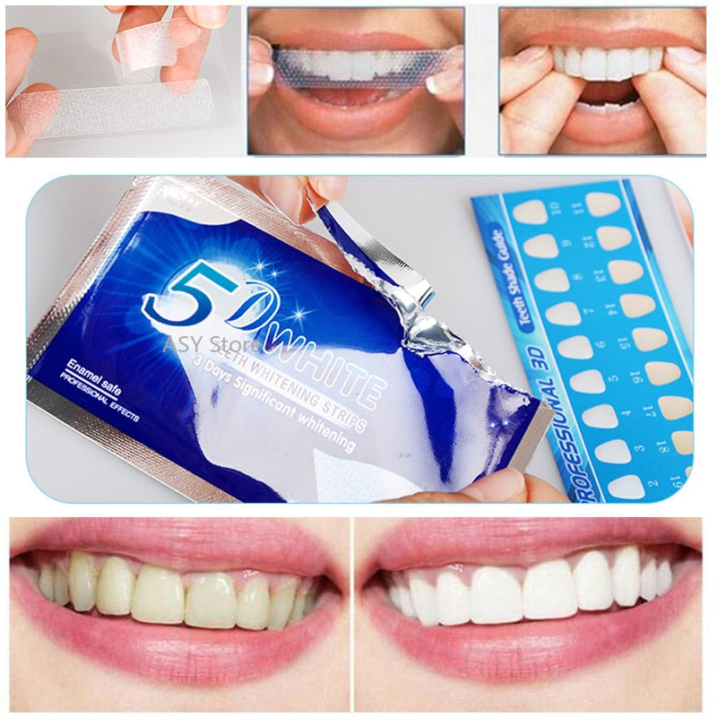 Health 5D Gel Teeth Whitening Strips White Tooth Dental kit Oral Hygiene Care Strip for false Teeth Veneers Dentist seks Whiten gel