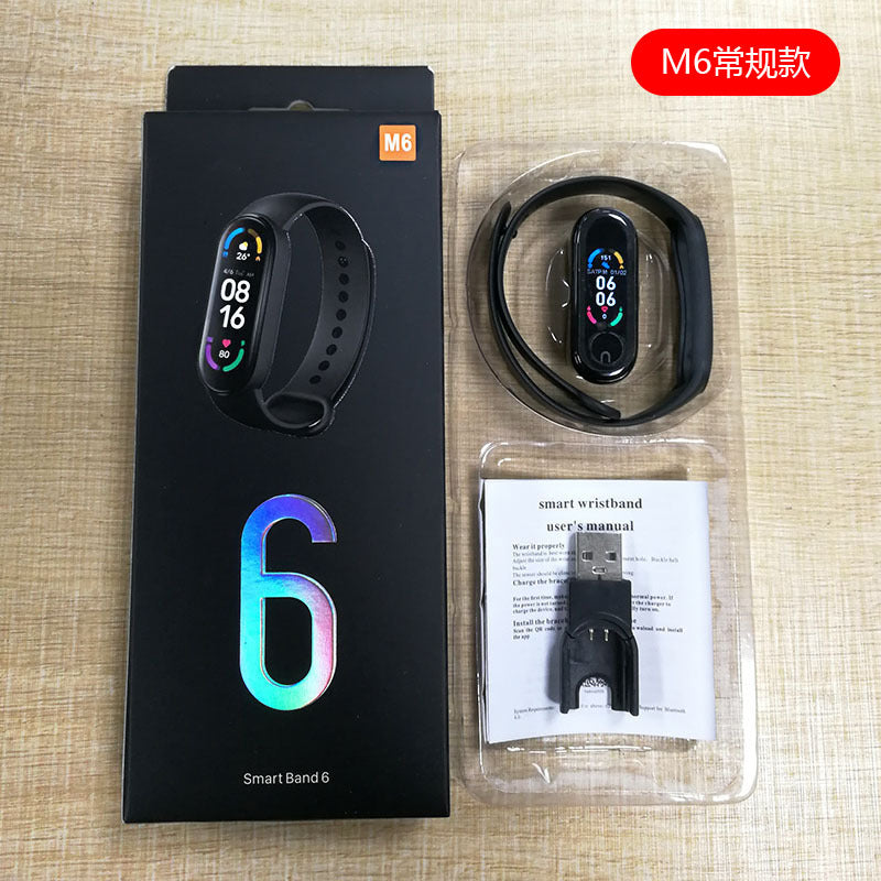 Bluetooth smart bracelet heart rate blood pressure bluetooth step meter music weather sleep monitoring cross-border m6 smart sports bracelet