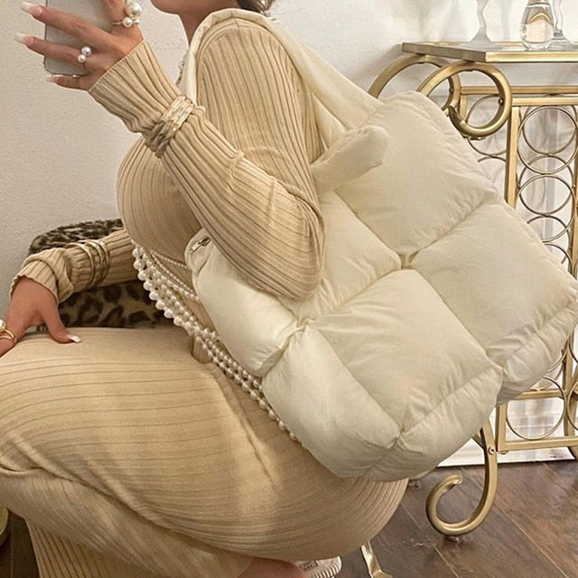Woman's Zipper Cotton-padded Jacket Bag