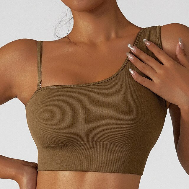 Woman's clothing Summer Sexy Oblique Shoulder Yoga Clothes Tops