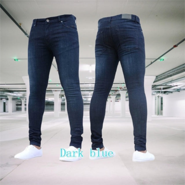 Mens Clothing Pants Retro Washing Zipper Stretch Jeans
