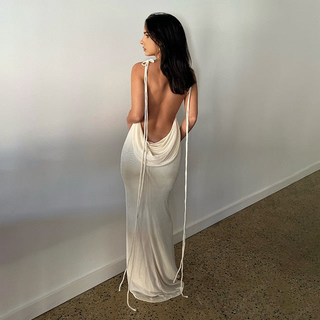 Woman's clothing Open Back Slim Cami Strap Long Dresses