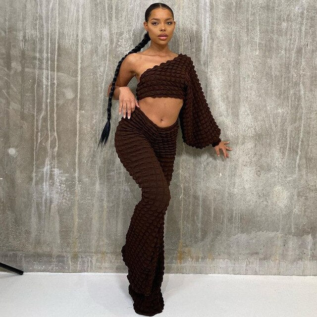 Women's clothing.Textured Two Piece Set