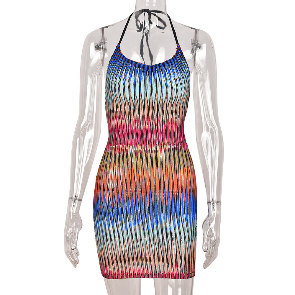 Woman's clothing Gradient Mesh Mini Dress