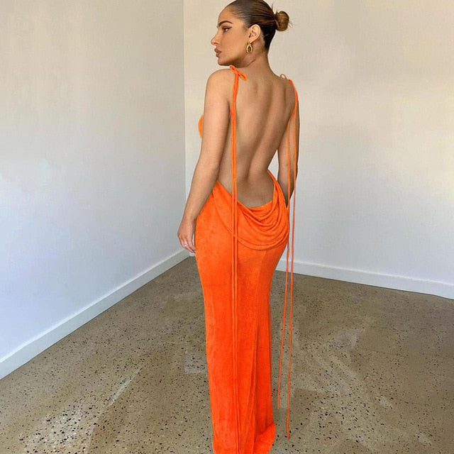 Woman's clothing Open Back Slim Cami Strap Long Dresses