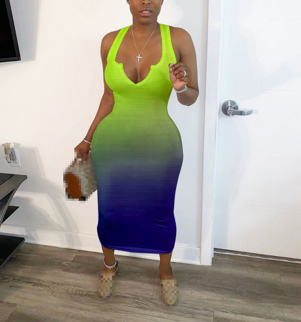 Woman's Clothing V-Neck Summer Dress