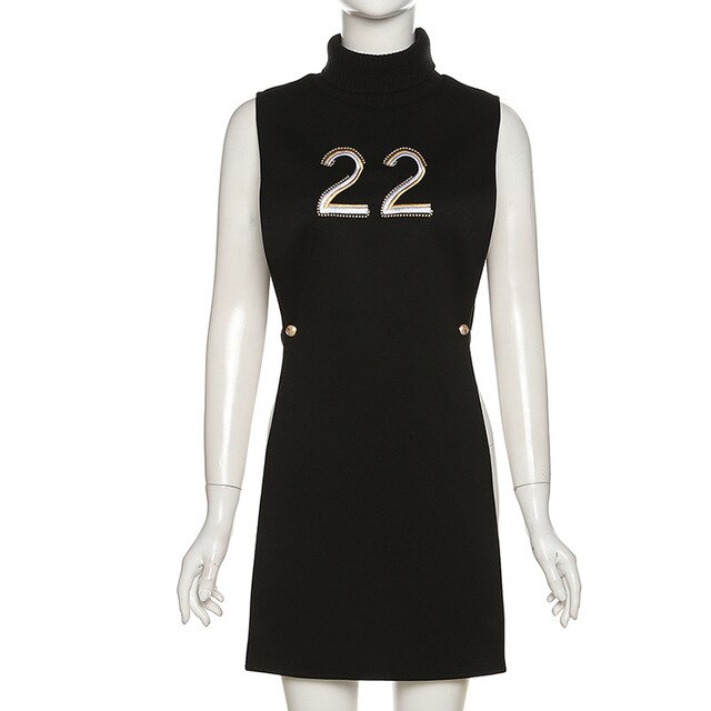 Womans Clothes Turtleneck Sleeveless Pullover Crop Top and Dress