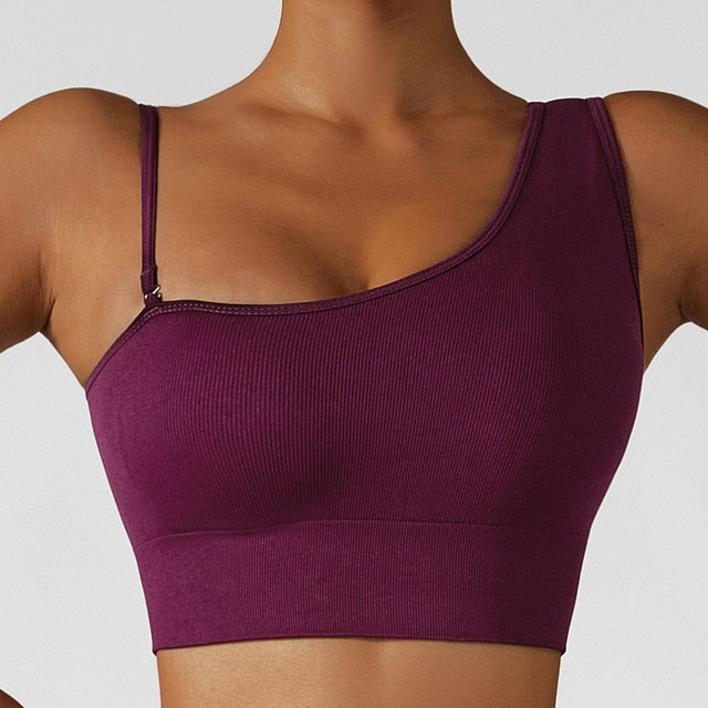 Woman's clothing Summer Sexy Oblique Shoulder Yoga Clothes Tops