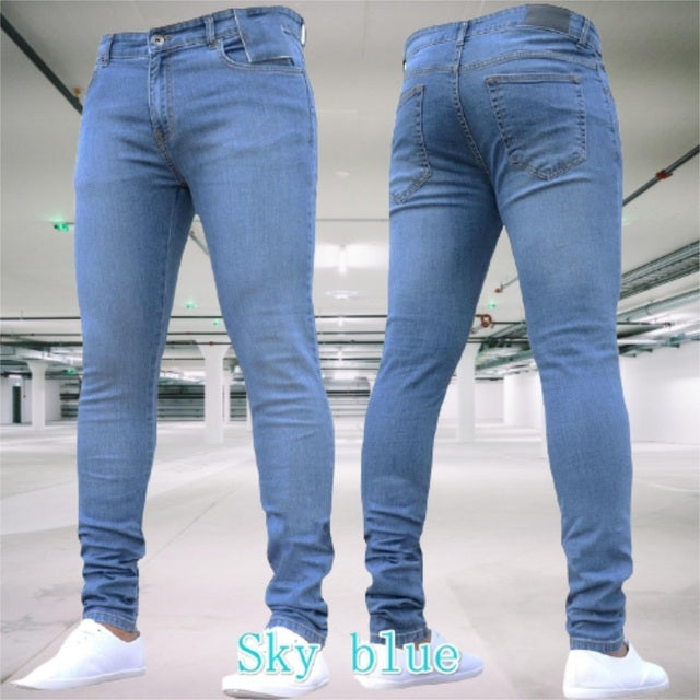 Mens Clothing Pants Retro Washing Zipper Stretch Jeans