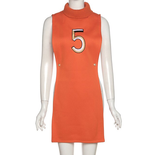 Womans Clothes Turtleneck Sleeveless Pullover Crop Top and Dress