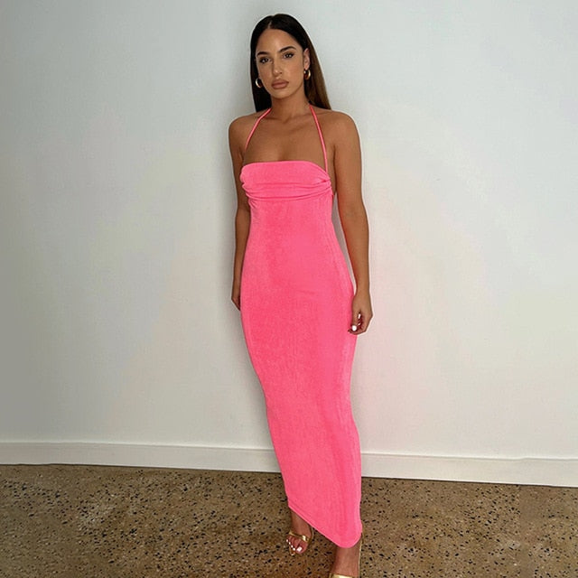 Woman's clothing Open Back Slim Cami Strap Long Dresses
