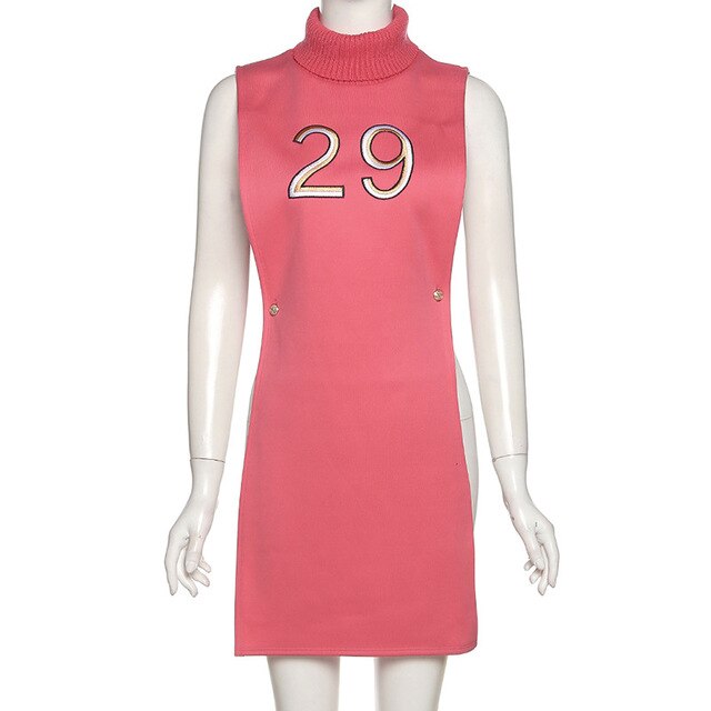 Womans Clothes Turtleneck Sleeveless Pullover Crop Top and Dress