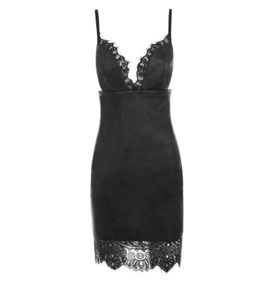 Woman's clothing Bodycon Leather  Mini Dress