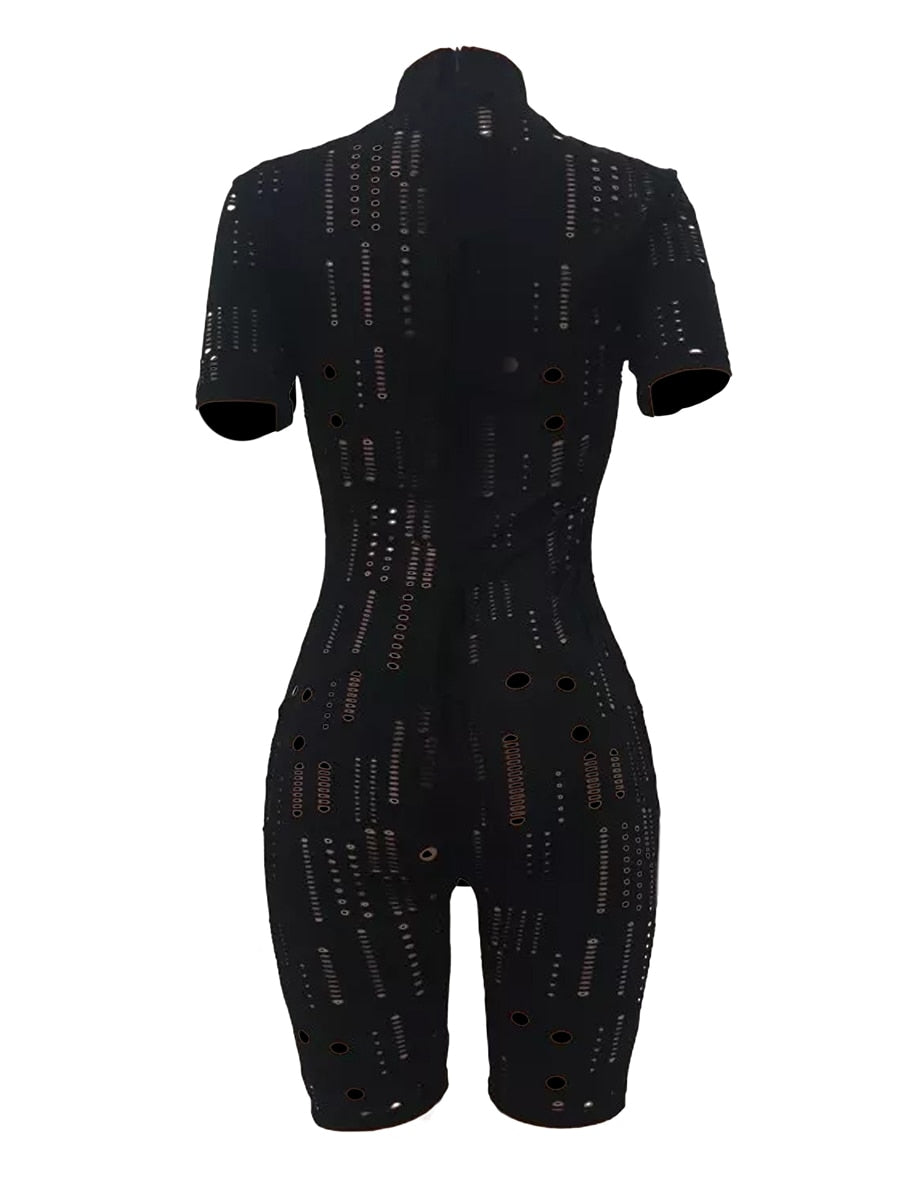 Woman's clothing Cut Out Bodycon Jumpsuit Short Sleeve