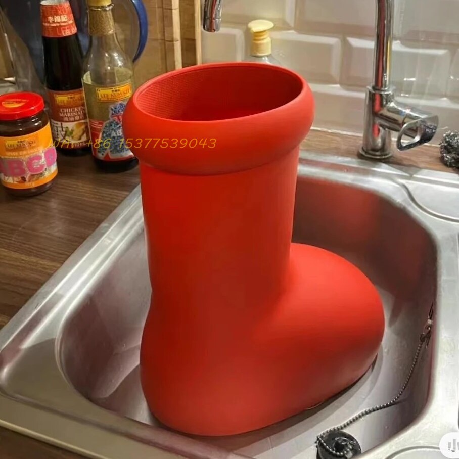 Unisex Shoes Red Rain Boots Thick Bottom