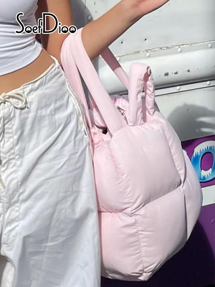 Woman's Zipper Cotton-padded Jacket Bag