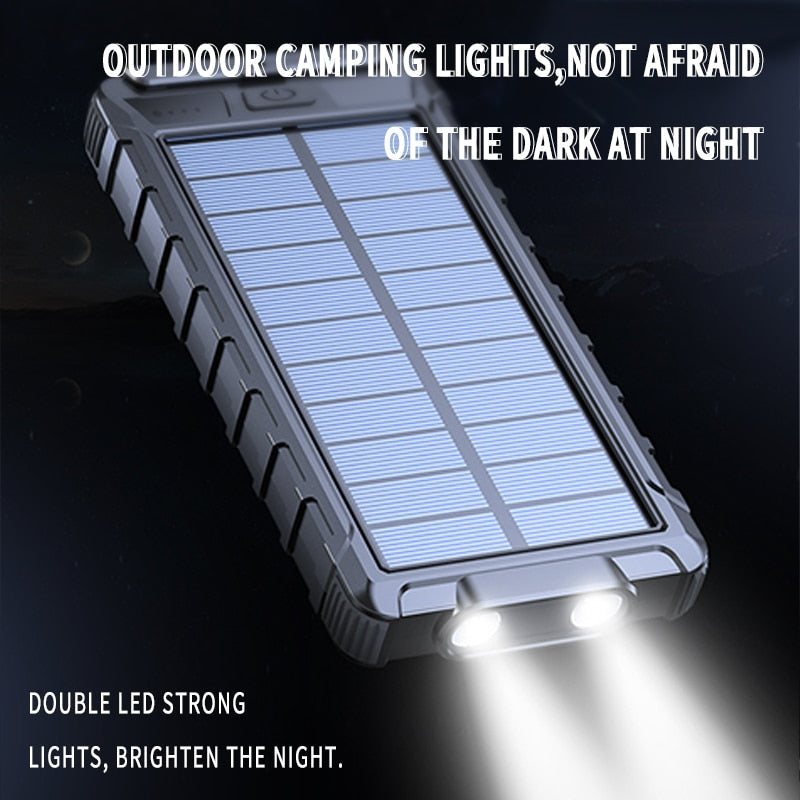 Electronics Solar Fast Charging Power Bank Portable 20000mAh Charger Waterproof