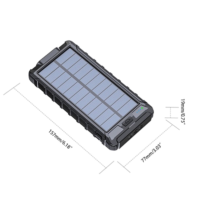 Electronics Solar Fast Charging Power Bank Portable 20000mAh Charger Waterproof