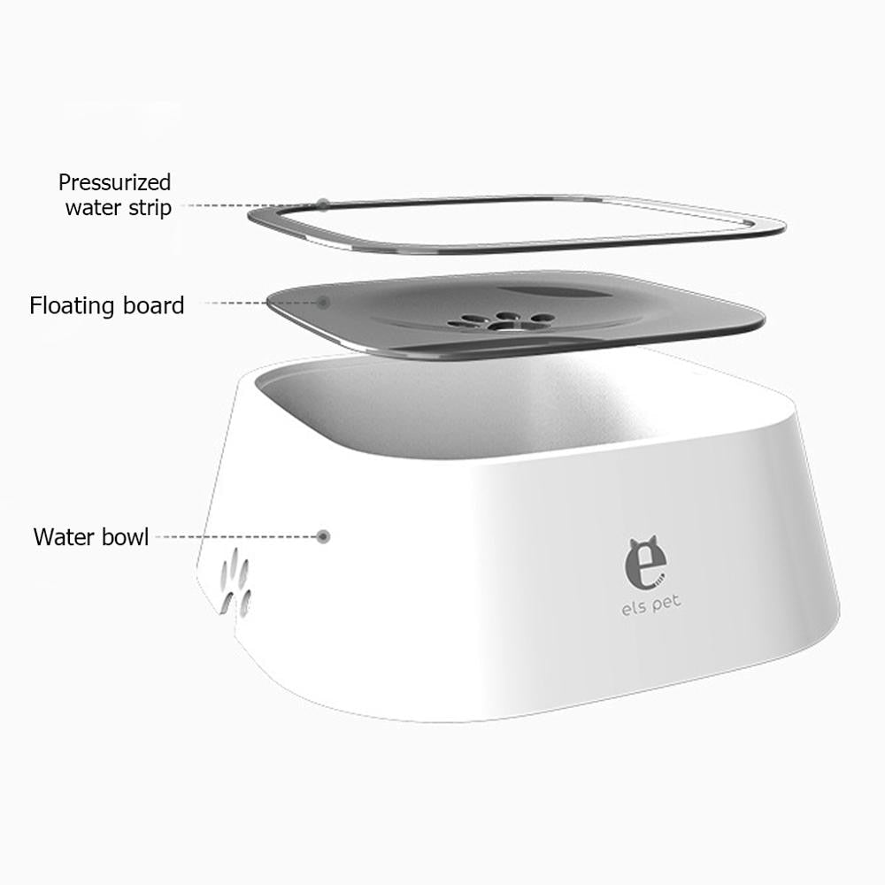 Pets. Dog Drinking Water Bowl 1.5L Floating Non-Wetting Mouth Cat Bowl Without Spill Drinking Water Dispenser ABS Plastic Dog Bowl