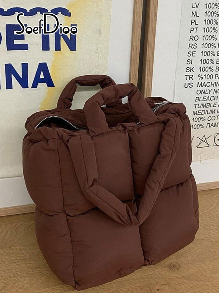 Woman's Zipper Cotton-padded Jacket Bag
