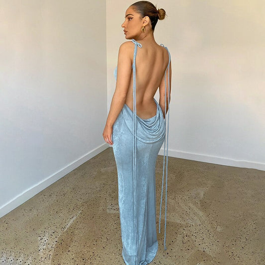 Woman's clothing Open Back Slim Cami Strap Long Dresses
