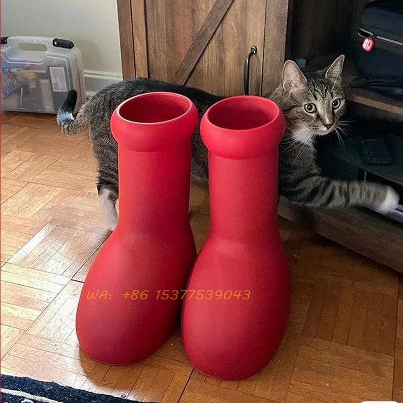 Unisex Shoes Red Rain Boots Thick Bottom