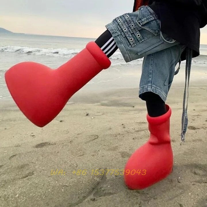 Unisex Shoes Red Rain Boots Thick Bottom