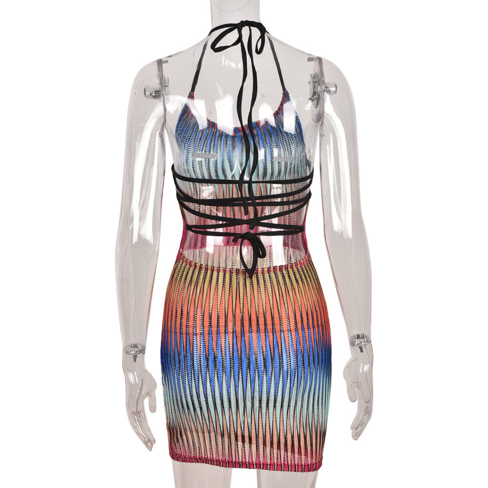 Woman's clothing Gradient Mesh Mini Dress