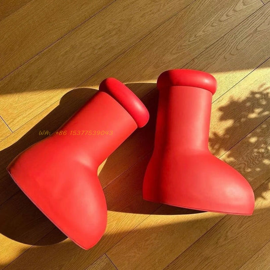 Unisex Shoes Red Rain Boots Thick Bottom