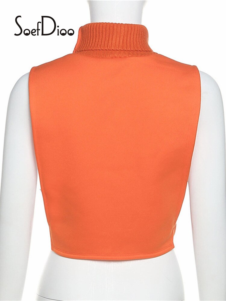 Womans Clothes Turtleneck Sleeveless Pullover Crop Top and Dress