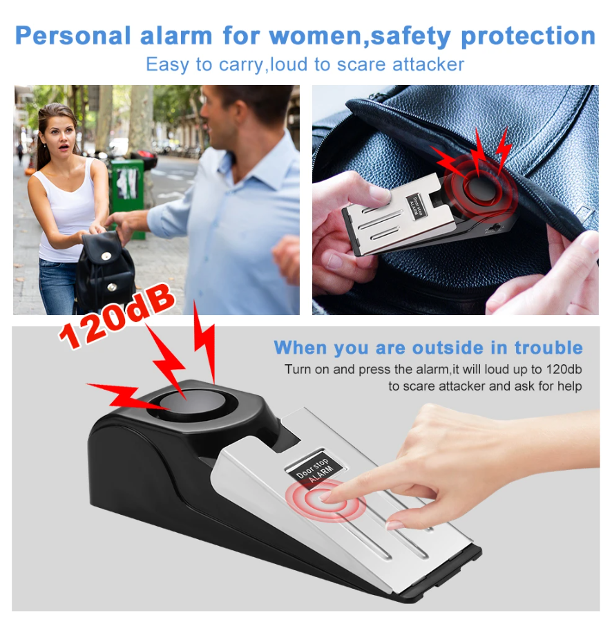 Security Door Stop Alarm - Portable Traveling Security