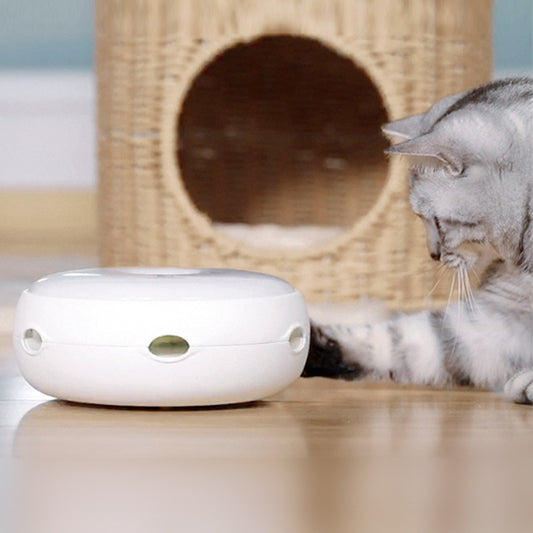 Pets electric cat toy smart funny cat stick crazy play plate cat catch mouse donut automatic turntable