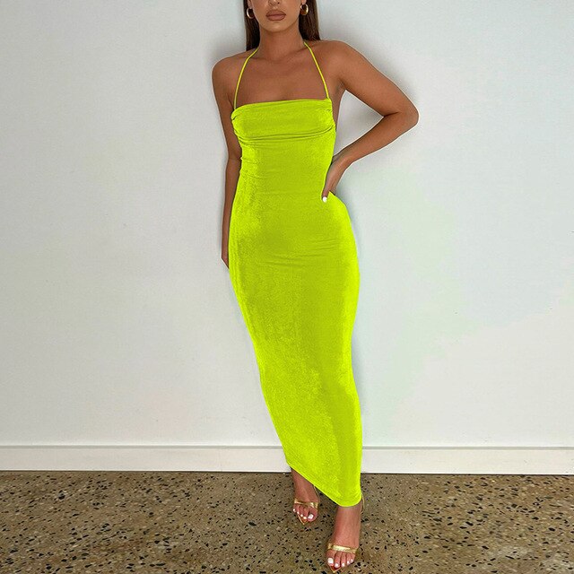 Woman's clothing Open Back Slim Cami Strap Long Dresses