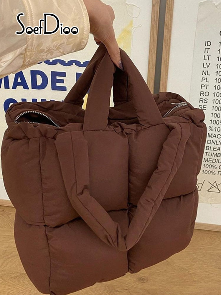 Woman's Zipper Cotton-padded Jacket Bag