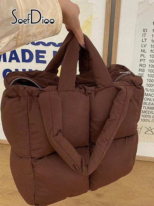 Woman's Zipper Cotton-padded Jacket Bag