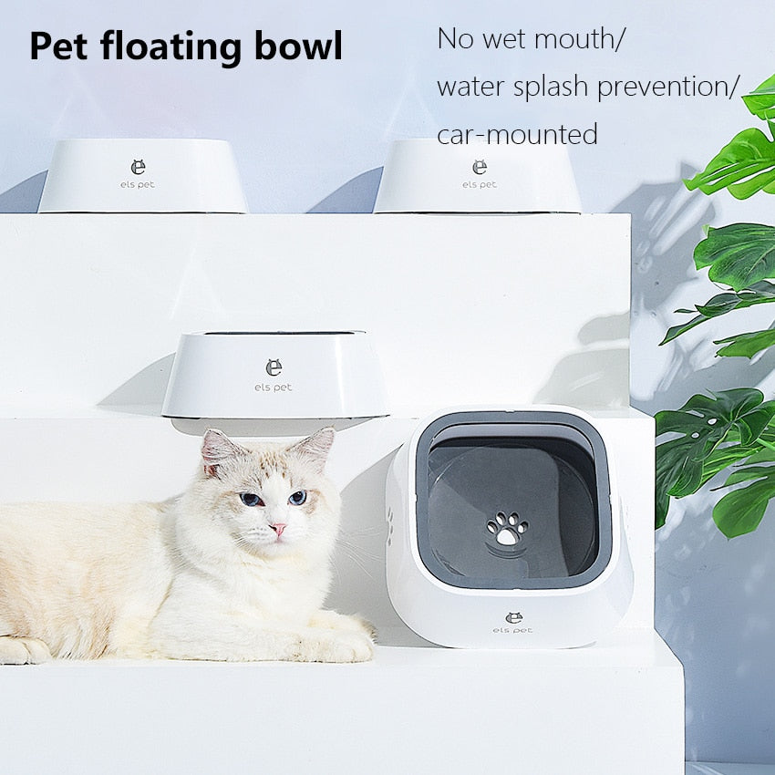 Pets. Dog Drinking Water Bowl 1.5L Floating Non-Wetting Mouth Cat Bowl Without Spill Drinking Water Dispenser ABS Plastic Dog Bowl