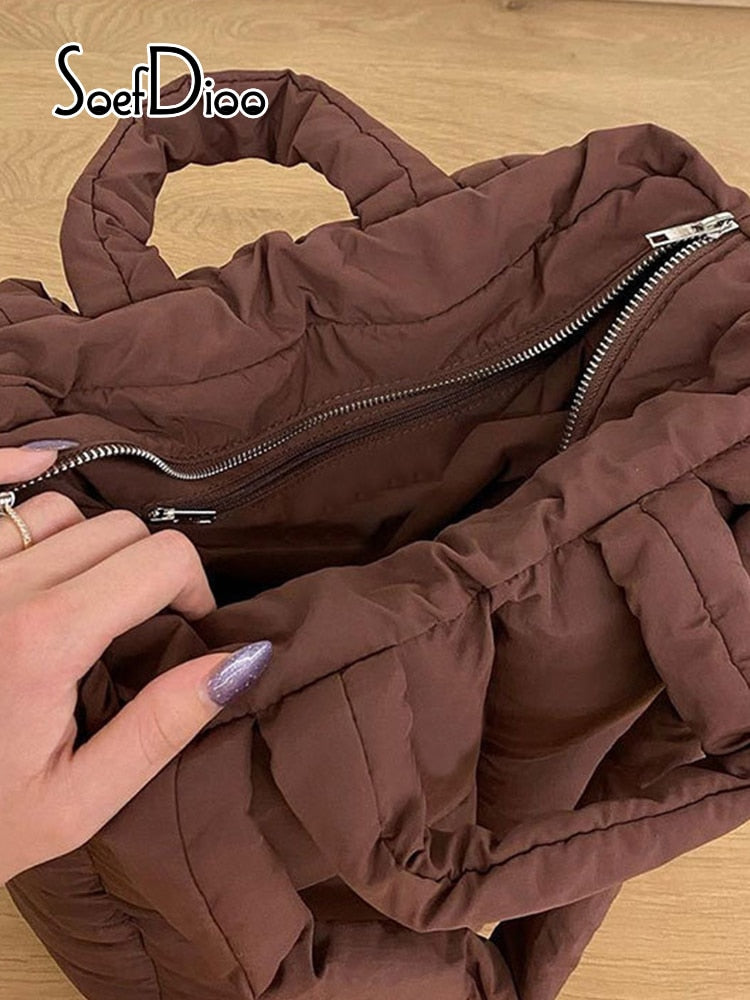 Woman's Zipper Cotton-padded Jacket Bag