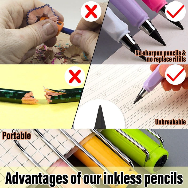 Stationary 6 Pcs/Set No Ink Eternal Pencil