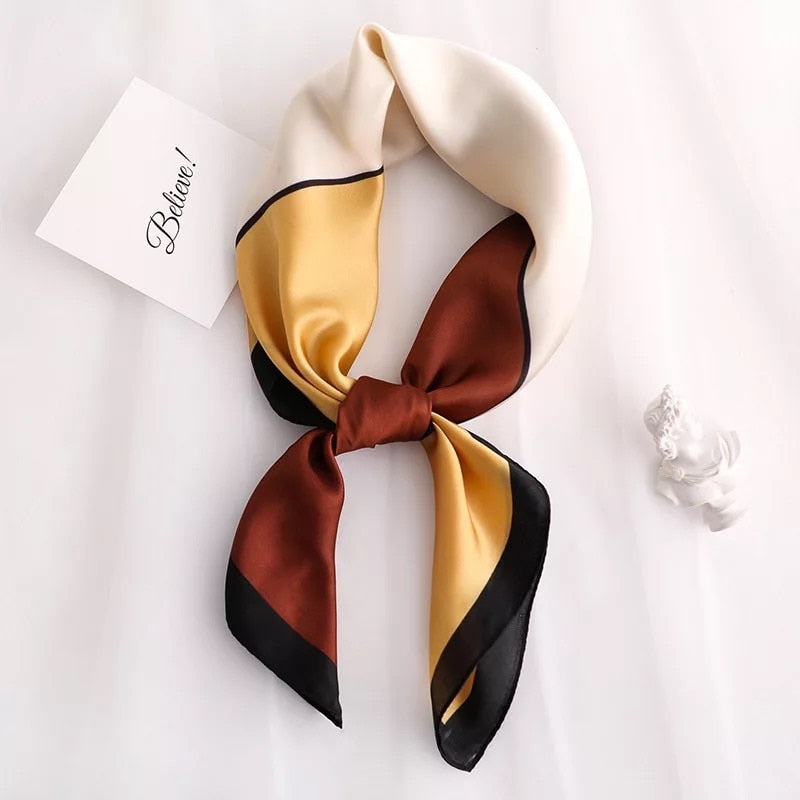 Beauty Fashion Silk Satin Hair Scarf Women Handkerchief Printed Female Square Head Bandana Small Neck muffler hijab lady girl
