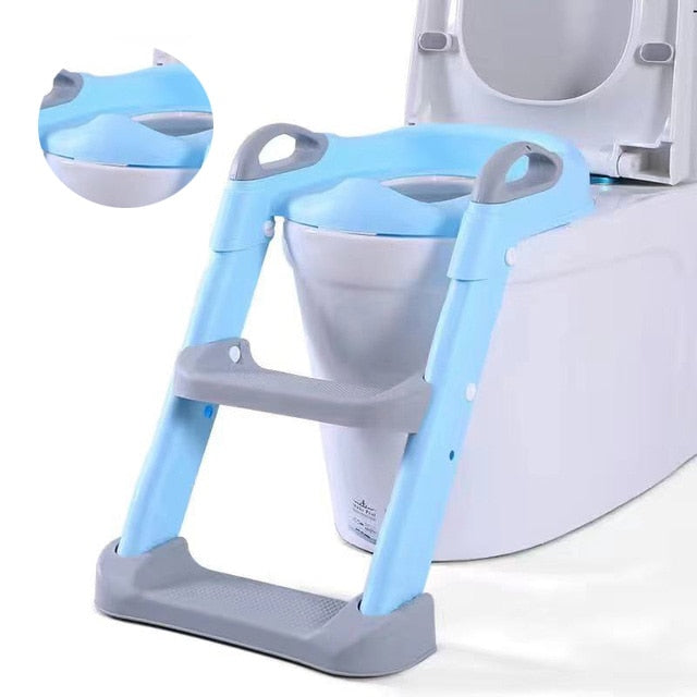 Baby 5 Colors Pot Potty Training Seat Child Toilet WC Urinal w Adjustable Step Ladder Folding Safety Chair