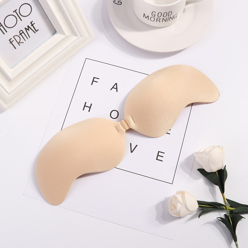 Woman's Clothes Invisible Push Up Bra Self-Adhesive Silicone Seamless Front Closure Sticky Backless Strapless Bra