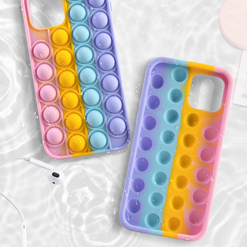 Apple iPhone Case For Iphone X XR XS 12 11 Pro Max 6 6s 7 8 Plus Pop Fidget Toys Push Bubble Soft Silicone Phone Case