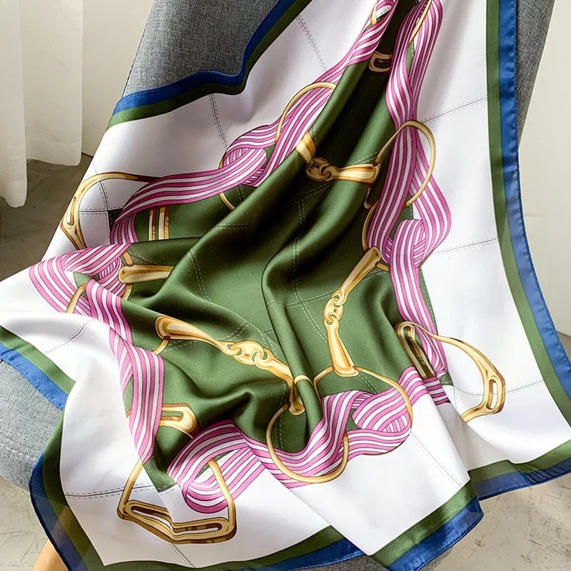 Beauty Fashion Silk Satin Hair Scarf Women Handkerchief Printed Female Square Head Bandana Small Neck muffler hijab lady girl