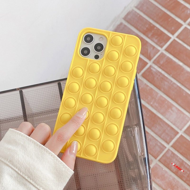 Apple iPhone Case For Iphone X XR XS 12 11 Pro Max 6 6s 7 8 Plus Pop Fidget Toys Push Bubble Soft Silicone Phone Case