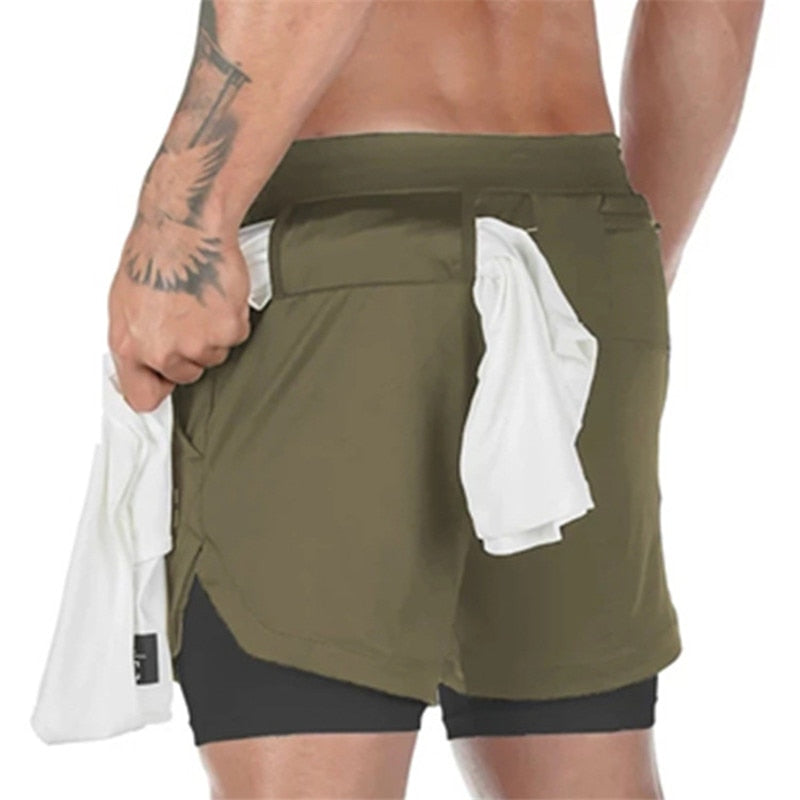 Mens Shoes Camo Running Shorts Men 2 In 1 Double-deck Quick Dry GYM Sport Shorts Fitness Jogging Workout Shorts Men Sports Short Pants