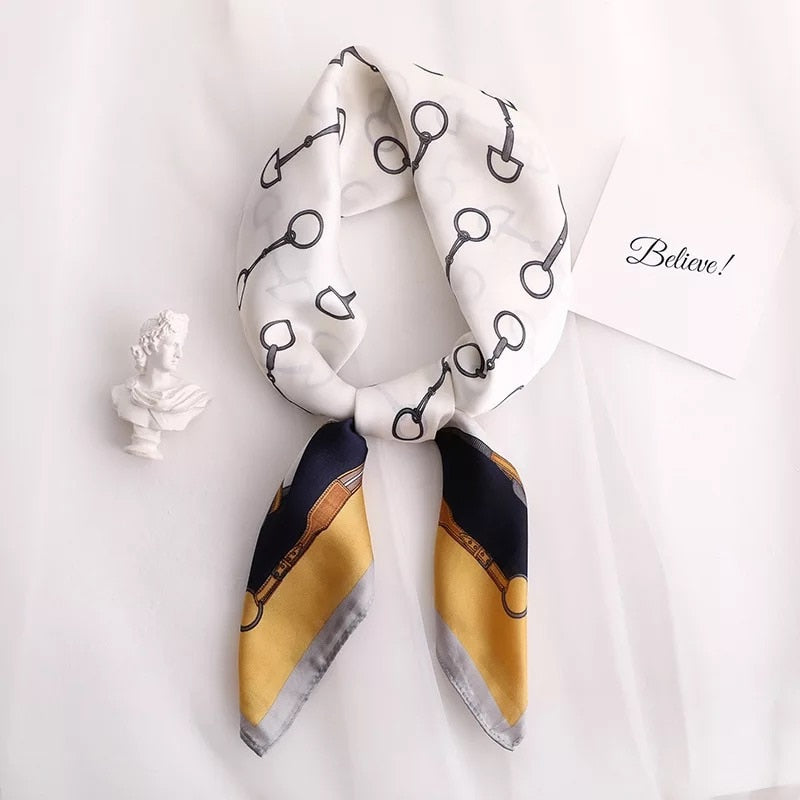 Beauty Fashion Silk Satin Hair Scarf Women Handkerchief Printed Female Square Head Bandana Small Neck muffler hijab lady girl