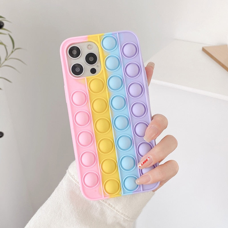 Apple iPhone Case For Iphone X XR XS 12 11 Pro Max 6 6s 7 8 Plus Pop Fidget Toys Push Bubble Soft Silicone Phone Case
