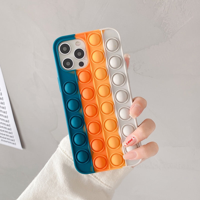 Apple iPhone Case For Iphone X XR XS 12 11 Pro Max 6 6s 7 8 Plus Pop Fidget Toys Push Bubble Soft Silicone Phone Case