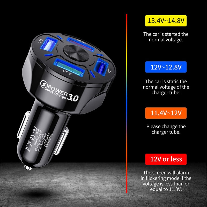 Electronics 4 Ports USB Car Charge 48W Quick 7A Mini Fast Charging For iPhone 11 Xiaomi Huawei Mobile Phone Charger Adapter in Car